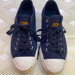 Navy Blue Jack Purcell Pro Converse Sneakers with White Toe Cap
